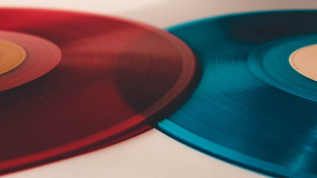 blue and red record vinyl